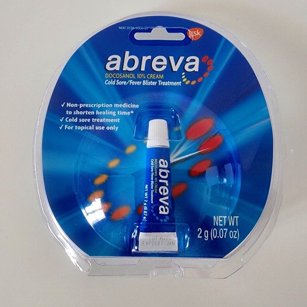 Abreva Docosanol 10% Cream Cold Sore/Fever Blister Treatment Tube - 0.07